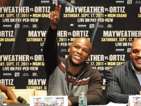 Mayweather at a press conference
